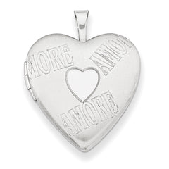 Sterling Silver 20mm with AMORE Heart Locket