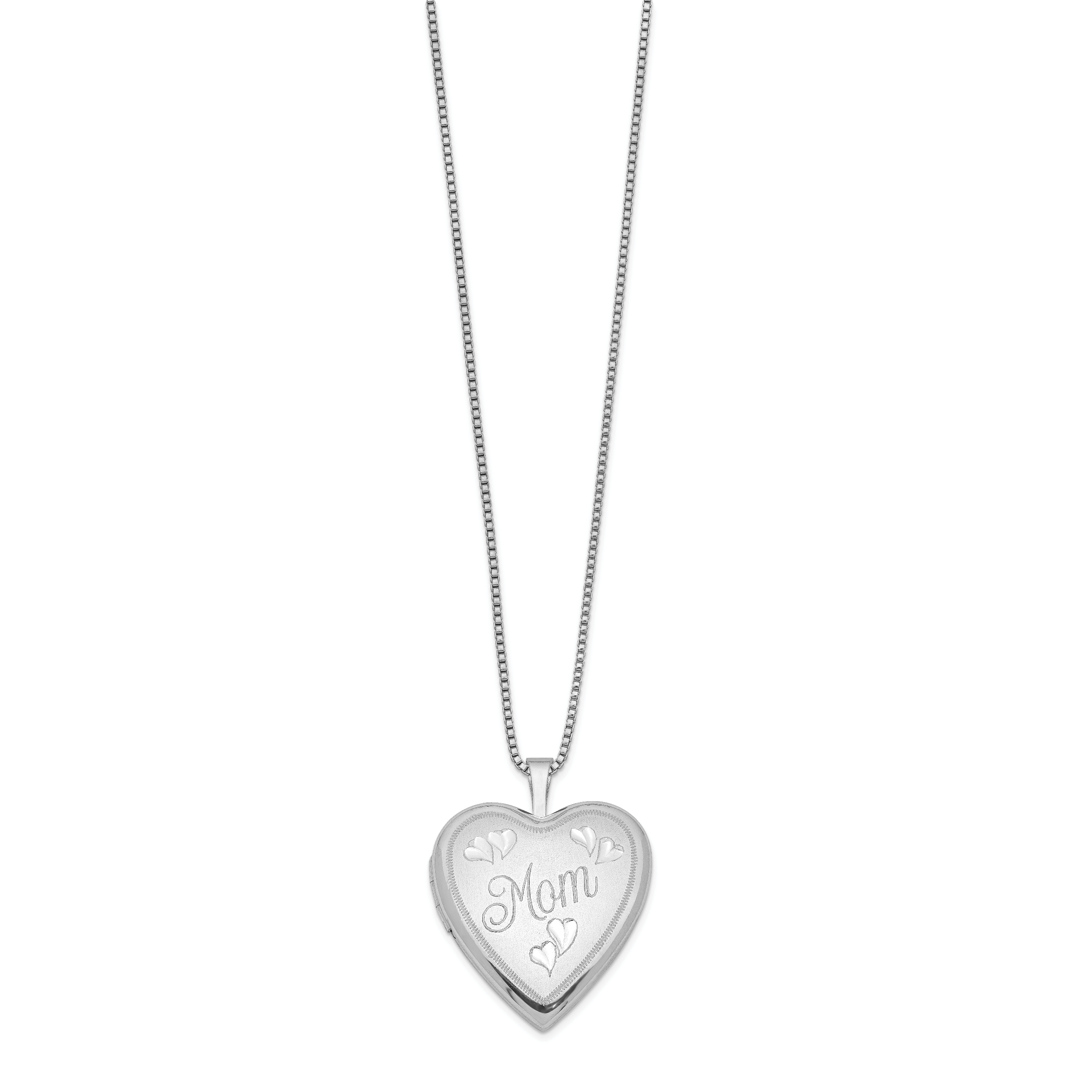 Sterling Silver Rhodium-plated 20mm Mom Heart Locket Necklace Secondary image