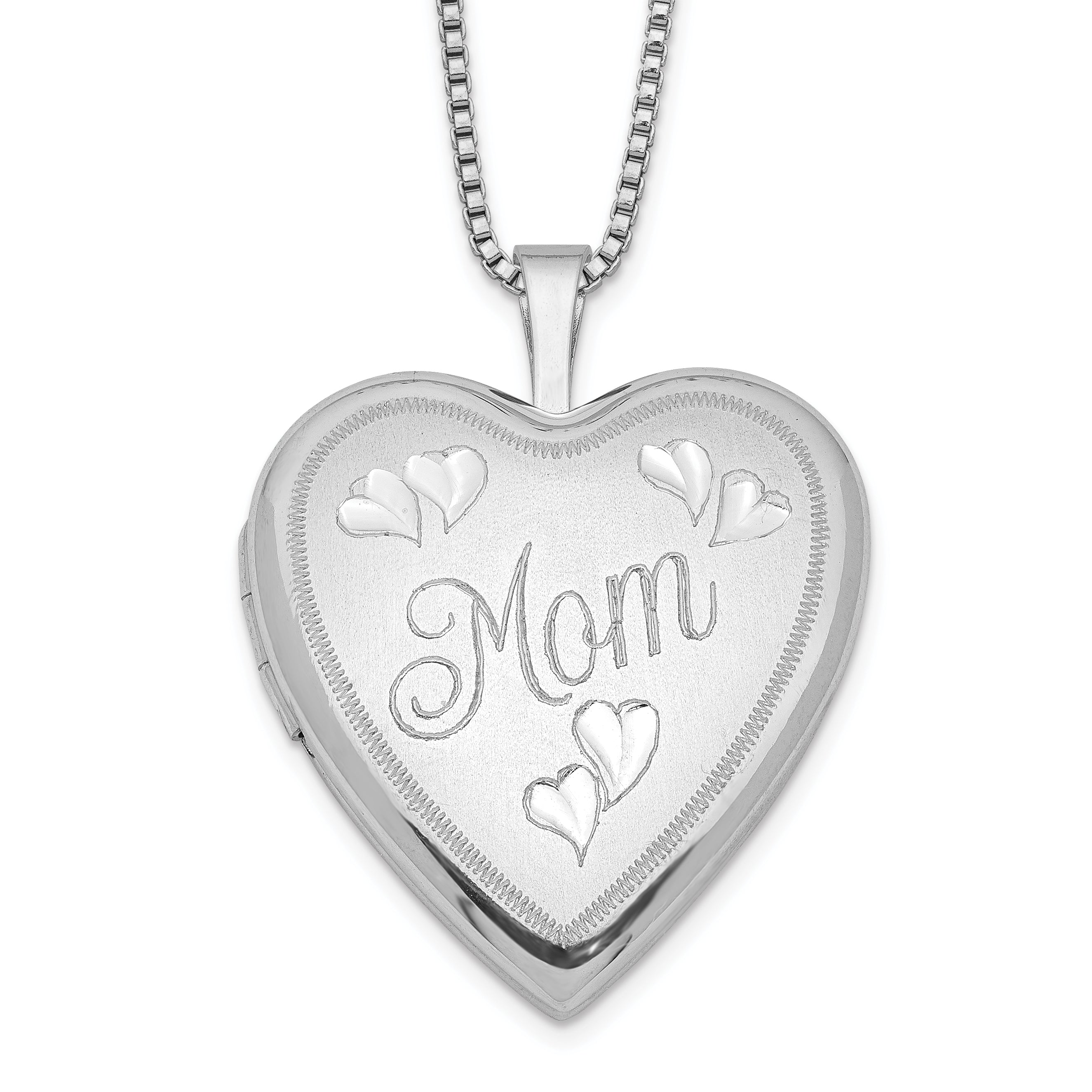 Sterling Silver Rhodium-plated 20mm Mom Heart Locket Necklace Main image