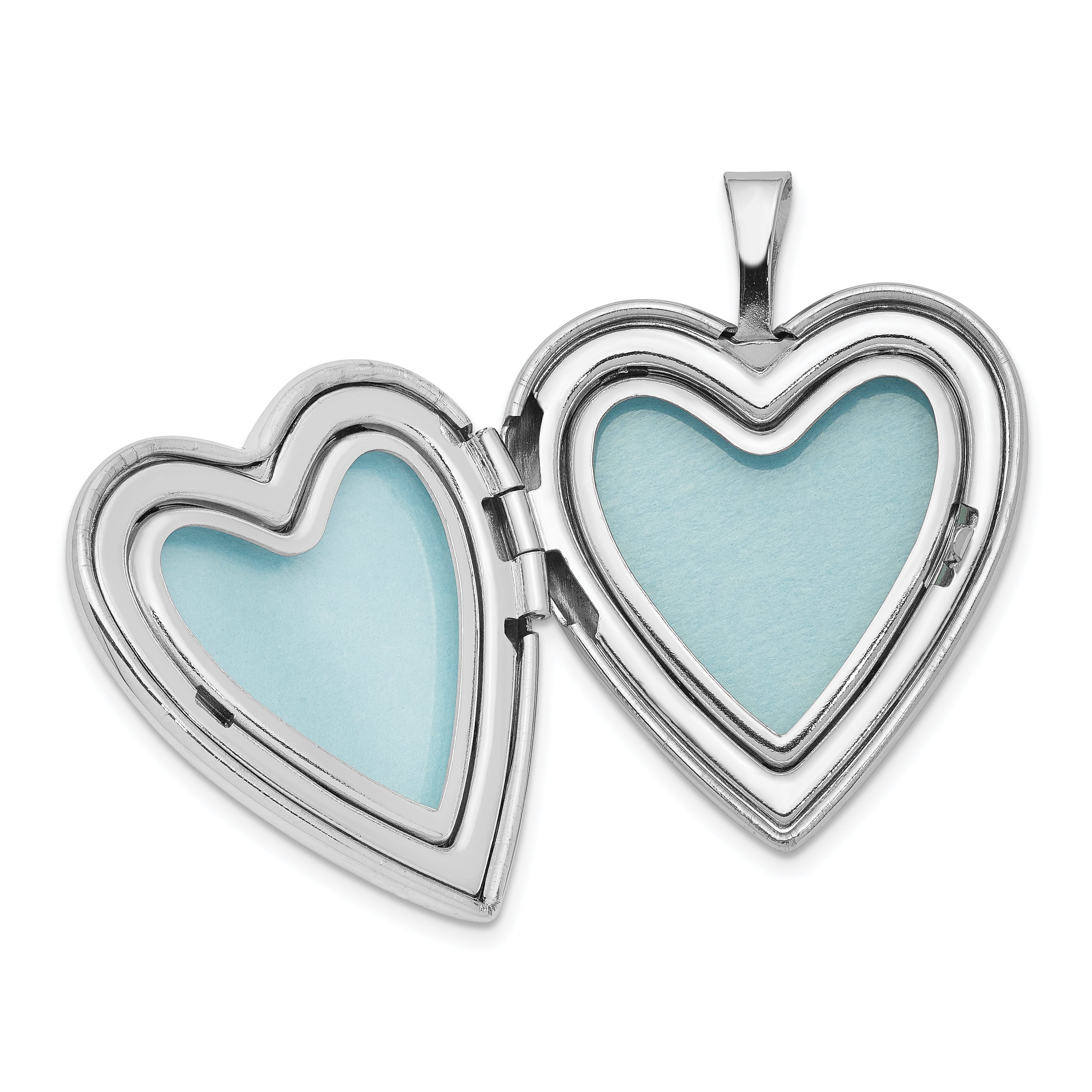 Sterling Silver Rhodium-plated 20mm Mom Diamond Heart Locket Necklace - 18