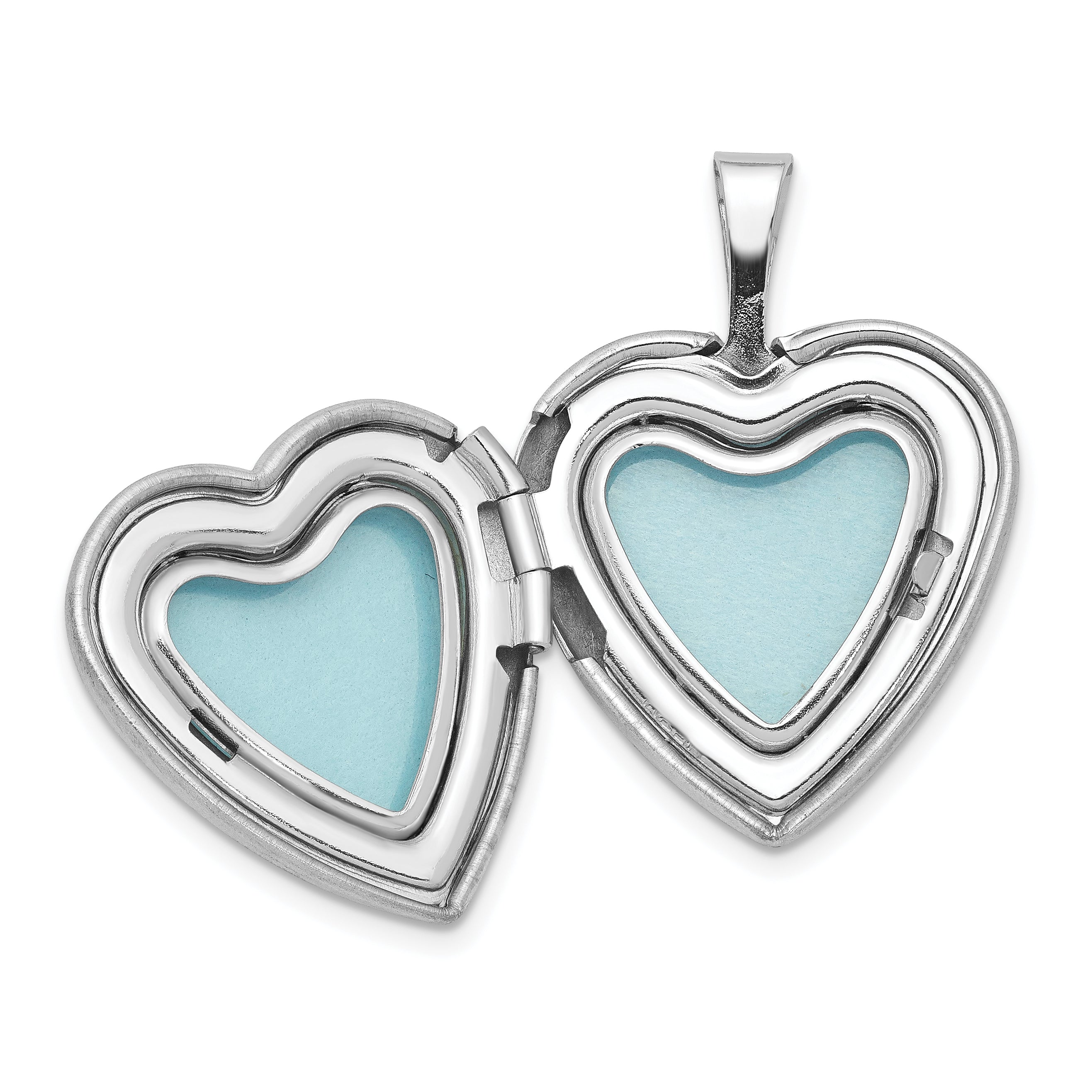 Sterling Silver RH-plated 16mm Satin Enamel Butterfly Heart Locket Necklace - 18