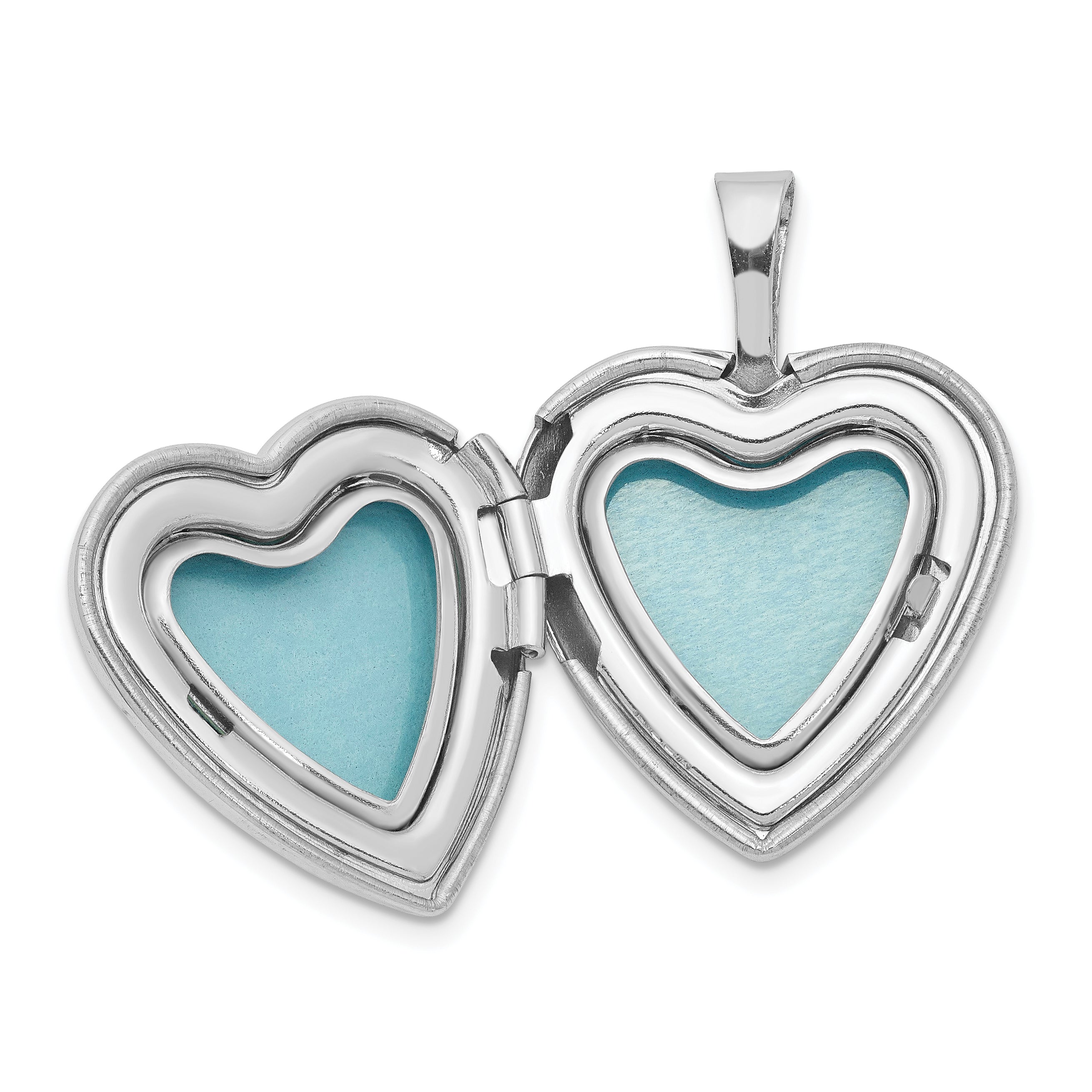 Sterling Silver Rhodium-plated 16mm Cat Heart Locket Necklace - 18