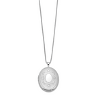 Sterling Silver RH-plated 26mm Floral Oval Locket Necklace