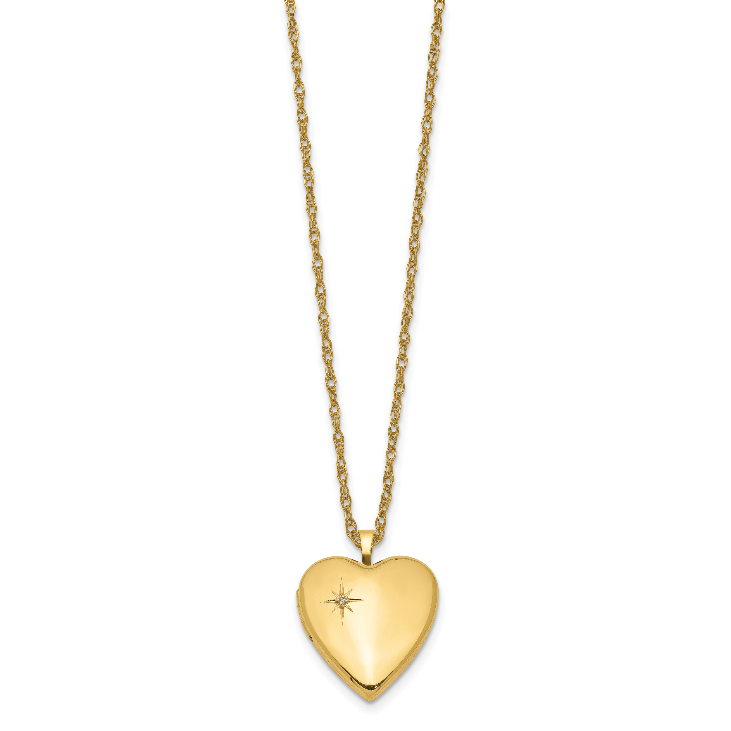 1/20 Gold Filled 20mm Polished/Satin Diamond Star Heart Locket Necklace Secondary image