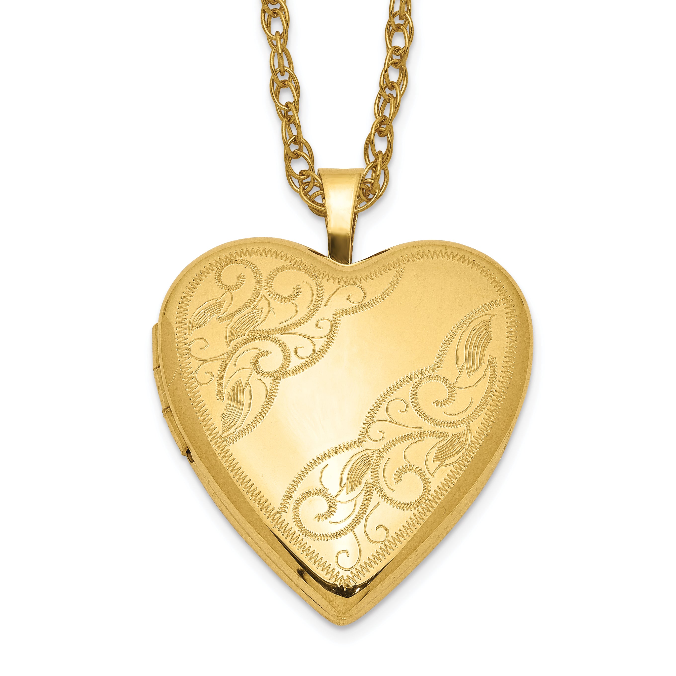 1/20 Gold Filled 20mm Side Swirled Heart Locket Necklace Main image