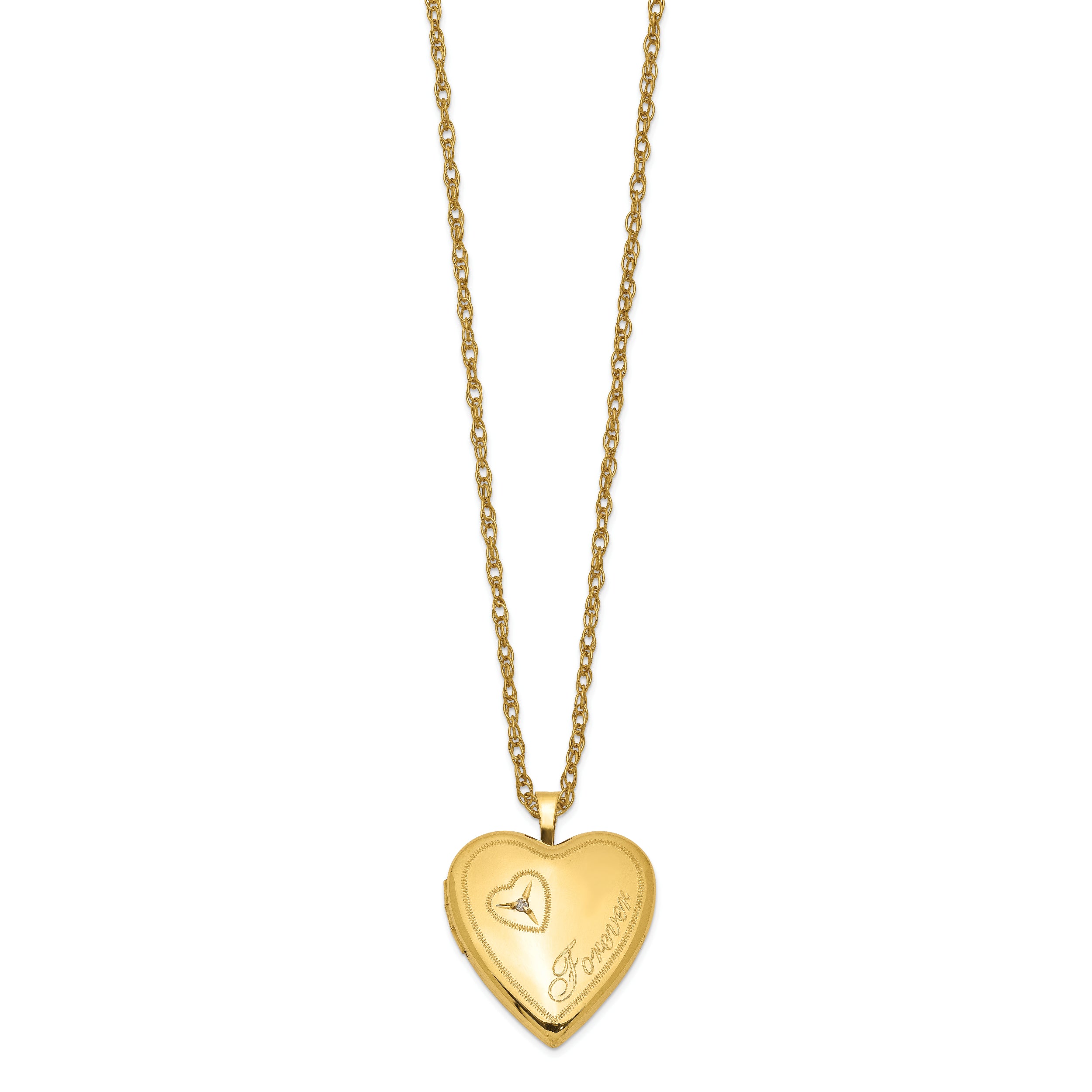 1/20 Gold Filled 20mm Diamond Forever Heart Locket Necklace