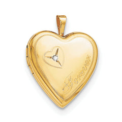 1/20 Gold Filled 20mm Diamond Forever Heart Locket Necklace