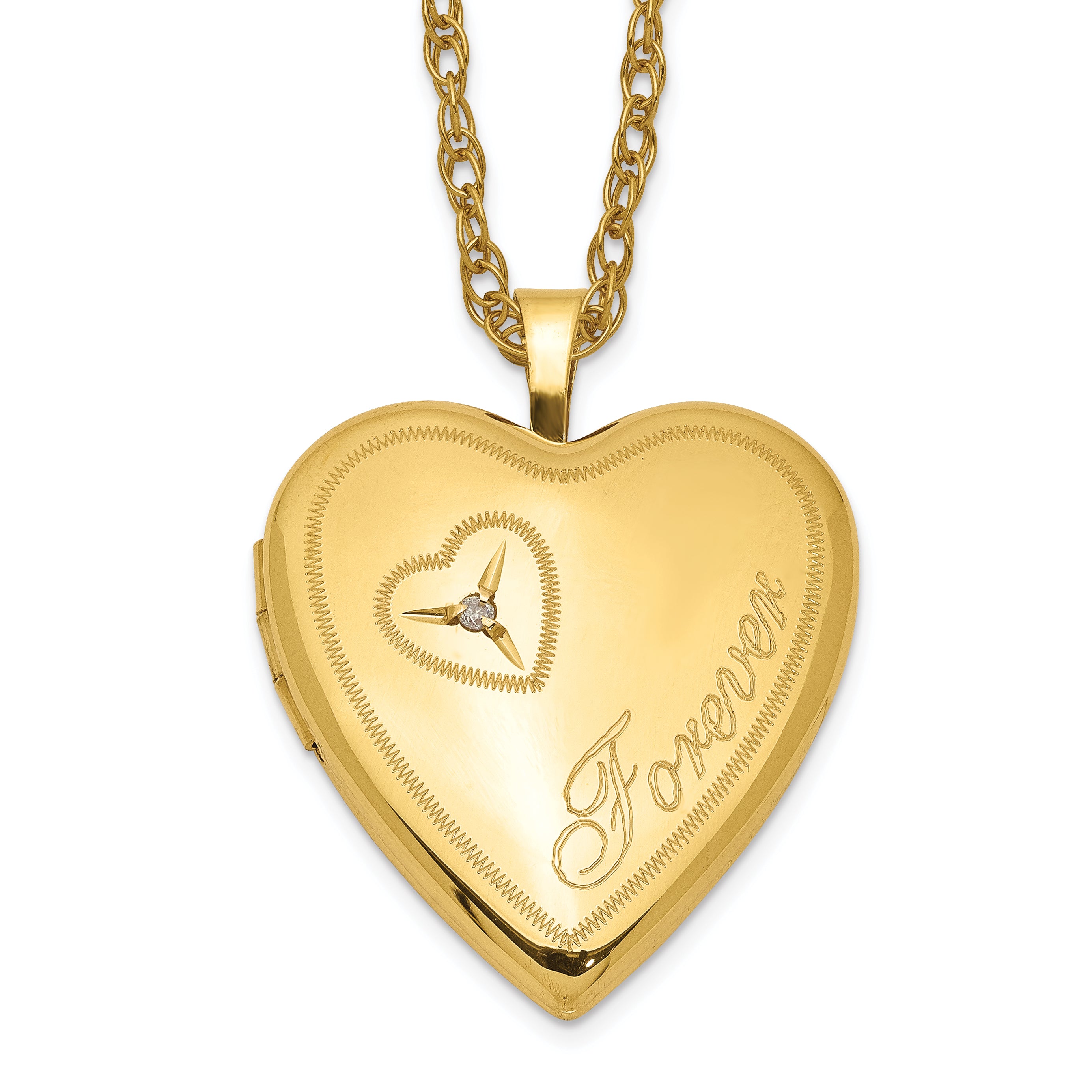 1/20 Gold Filled 20mm Diamond Forever Heart Locket Necklace Main image