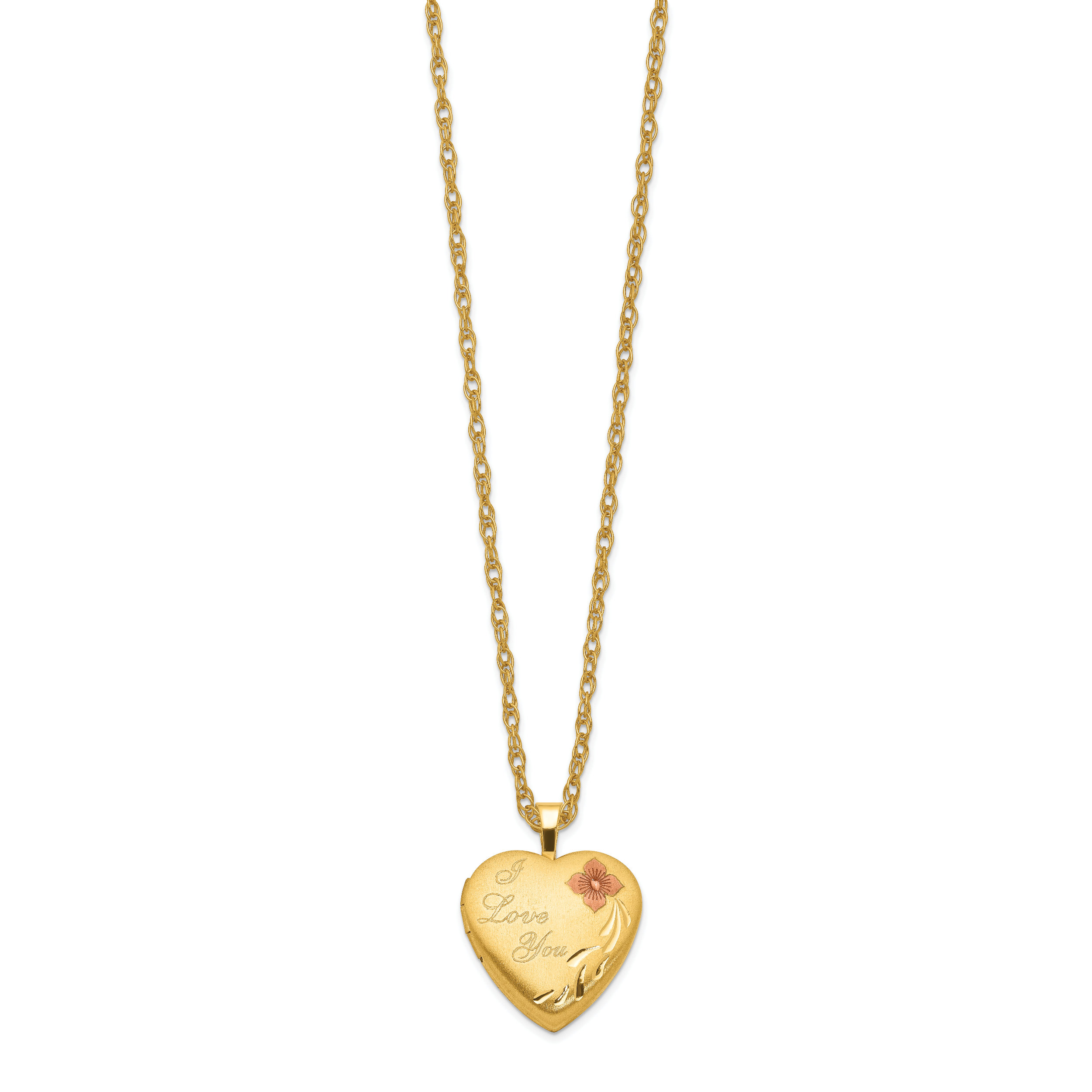 1/20 Gold-Filled 16mm Enameled Flower I Love You Heart Locket Necklace Secondary image