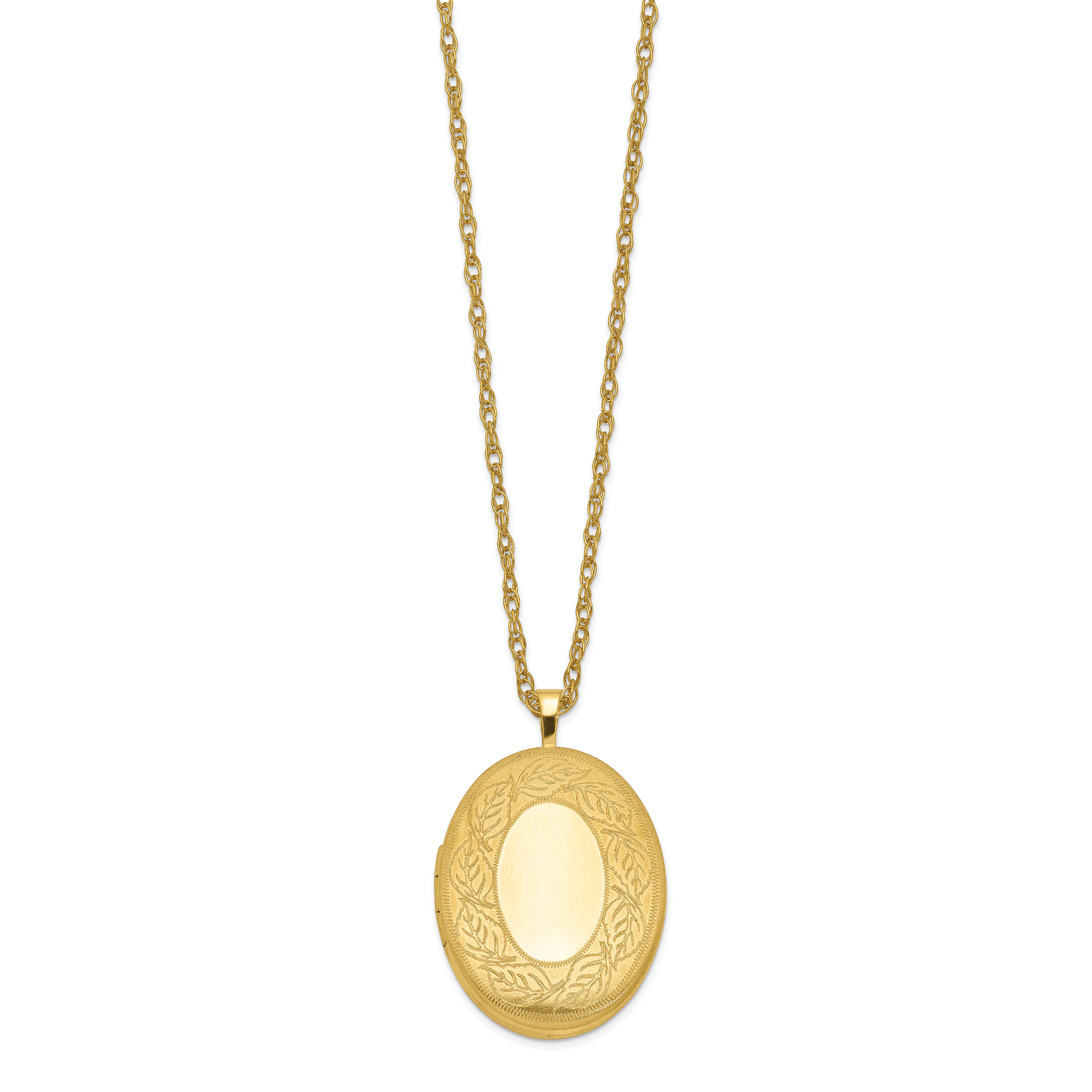 1/20 Gold Filled 26mm Leaf Border Oval Locket Necklace Secondary image