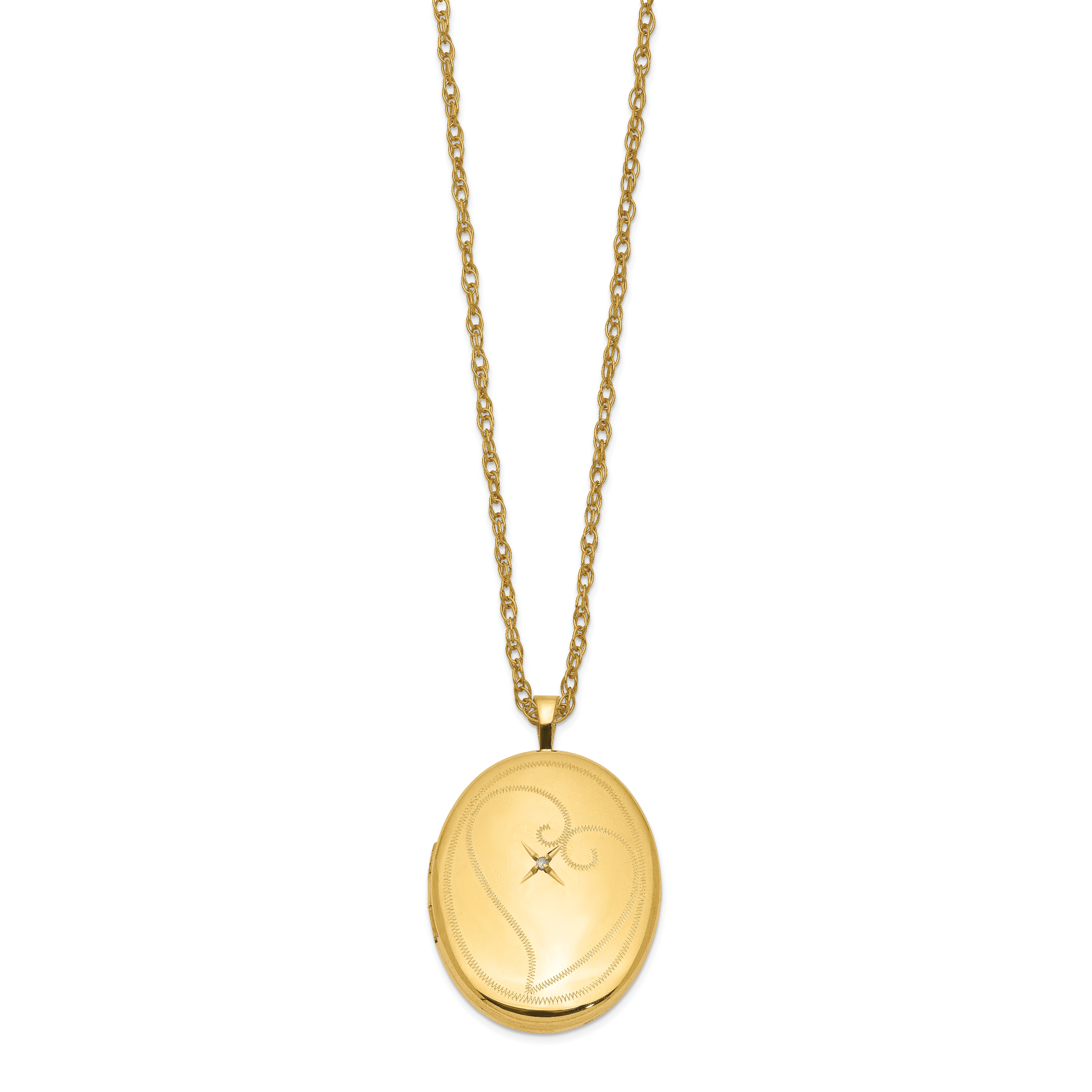 1/20 Gold Filled 26mm Diamond in Heart Oval Locket Necklace Secondary image