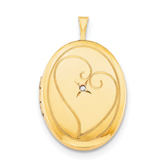 1/20 Gold Filled 26mm Diamond in Heart Oval Locket Necklace