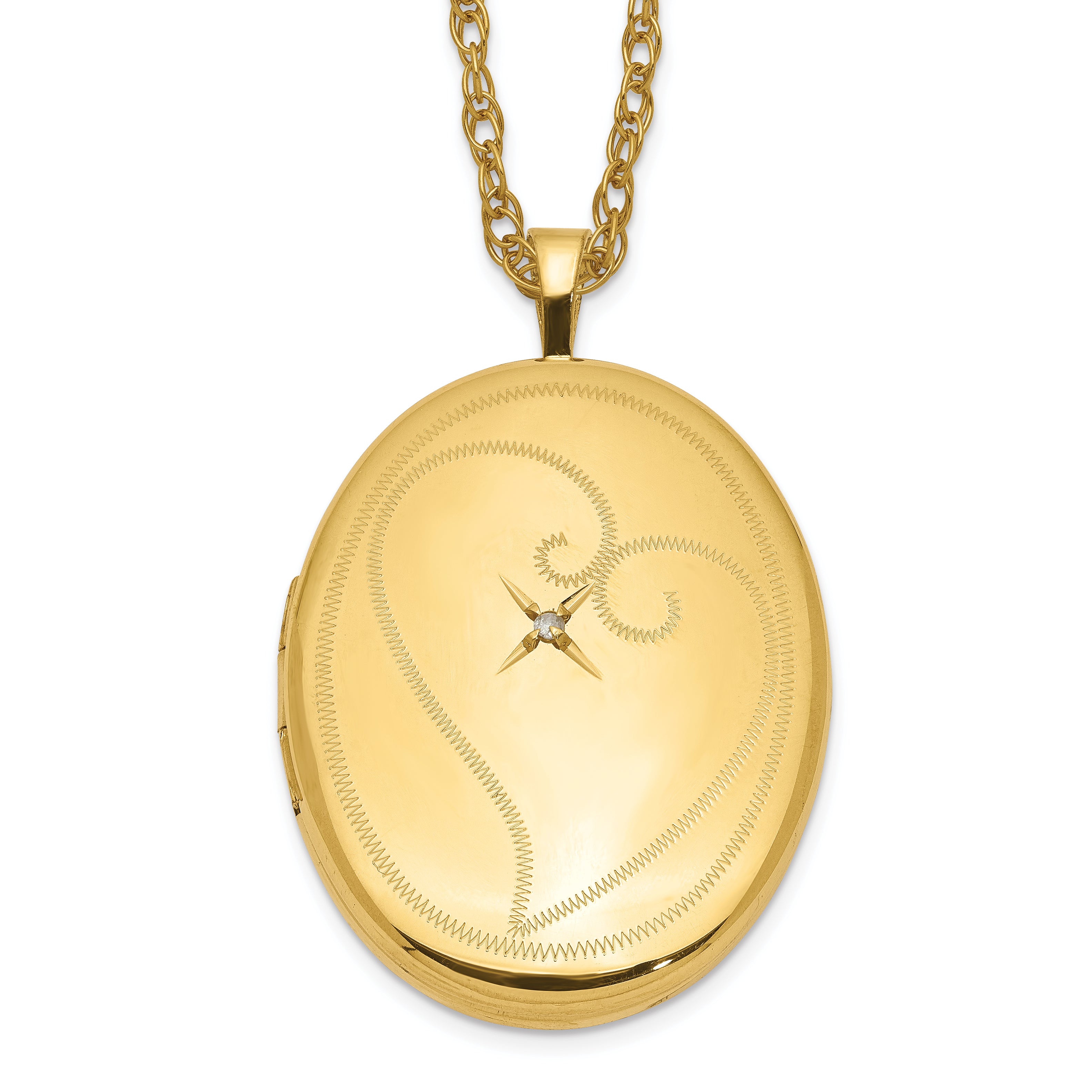 1/20 Gold Filled 26mm Diamond in Heart Oval Locket Necklace Main image