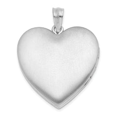 Sterling Silver Rhodium-plated 24mm Plain Heart Locket