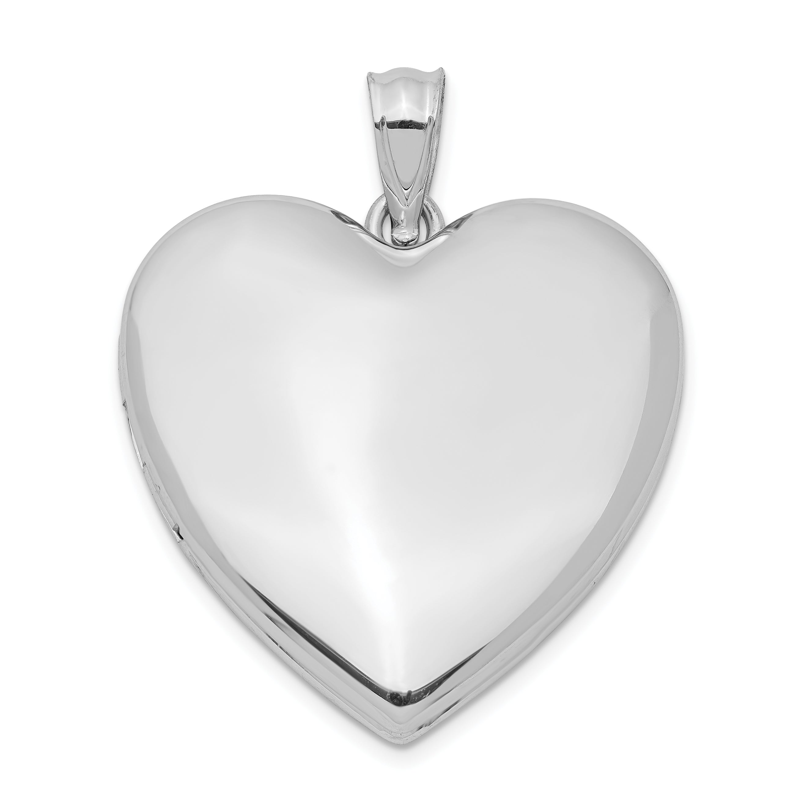 Sterling Silver Rhodium-plated 24mm Plain Heart Locket