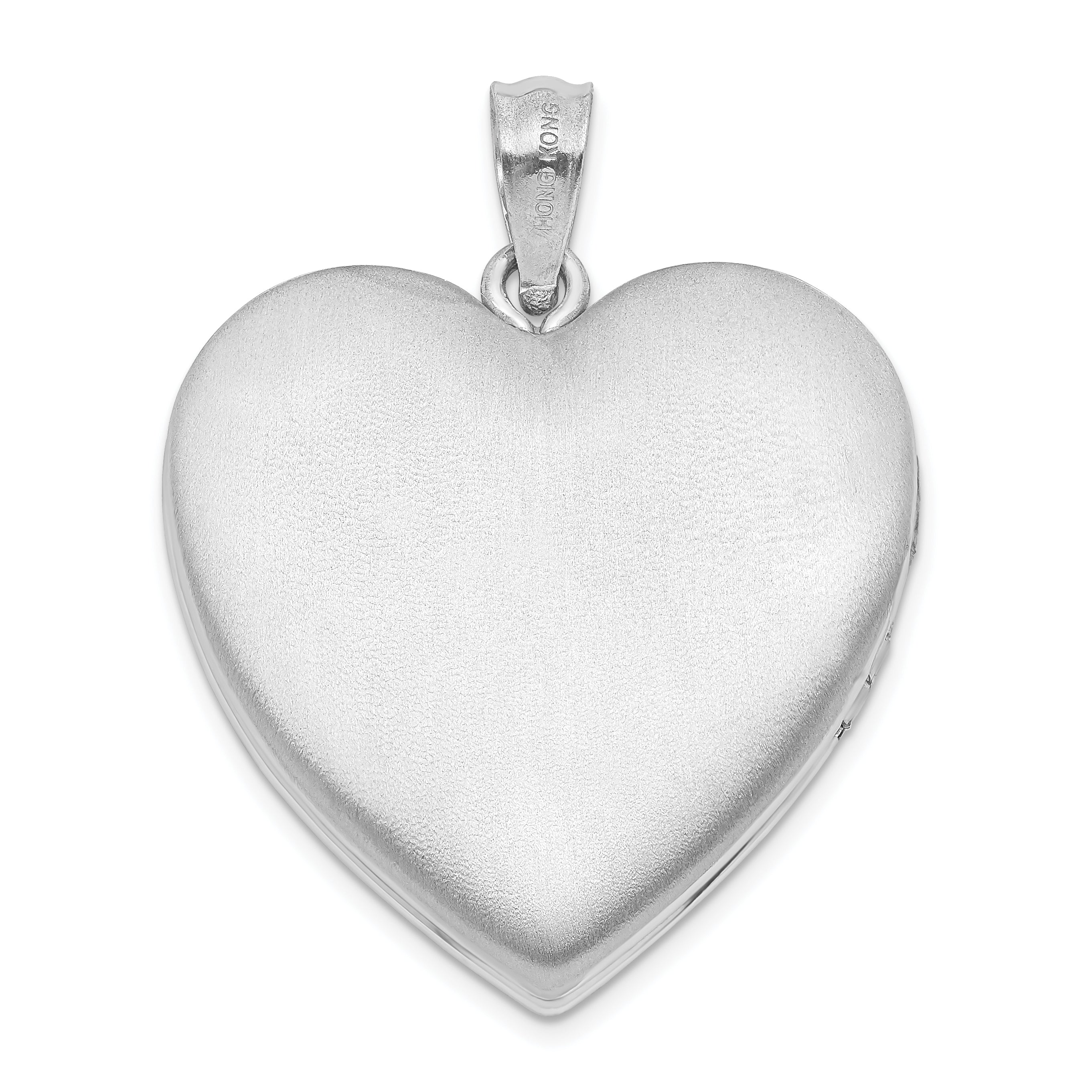 Sterling Silver Rhodium-plated 24mm with Cross Design Heart Locket