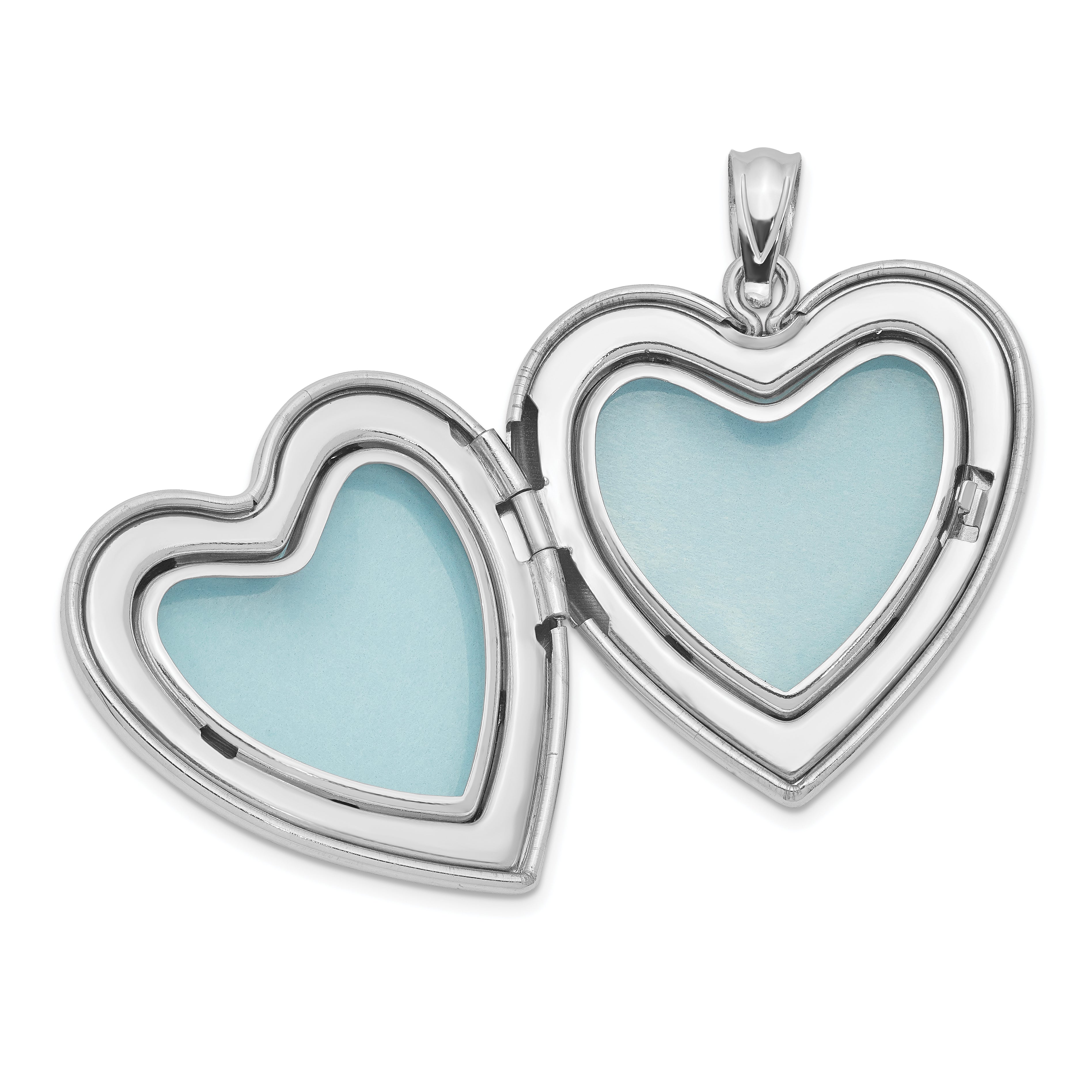 Sterling Silver Rhodium-plated 24mm with Cross Design Heart Locket