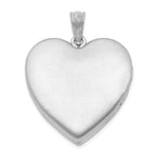 Sterling Silver RH-plated 24mm Satin & Diamond Cut  With  Diamond Cross Heart Locket