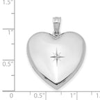 Sterling Silver Rhod-plated 24mm With  Diamond Star Design Heart Locket