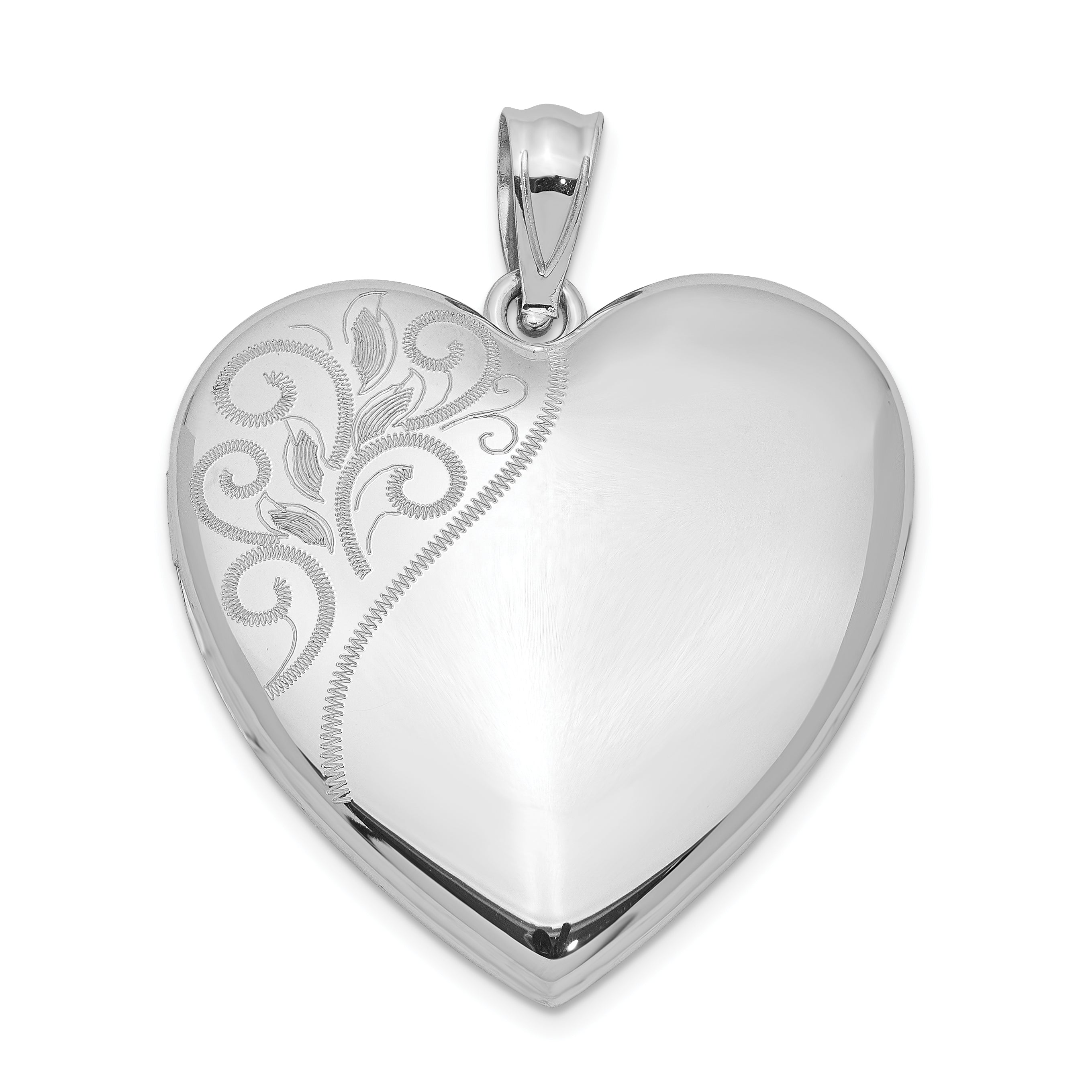 Sterling Silver Rhodium-plated 24mm Polished Swirl Heart Locket Main image