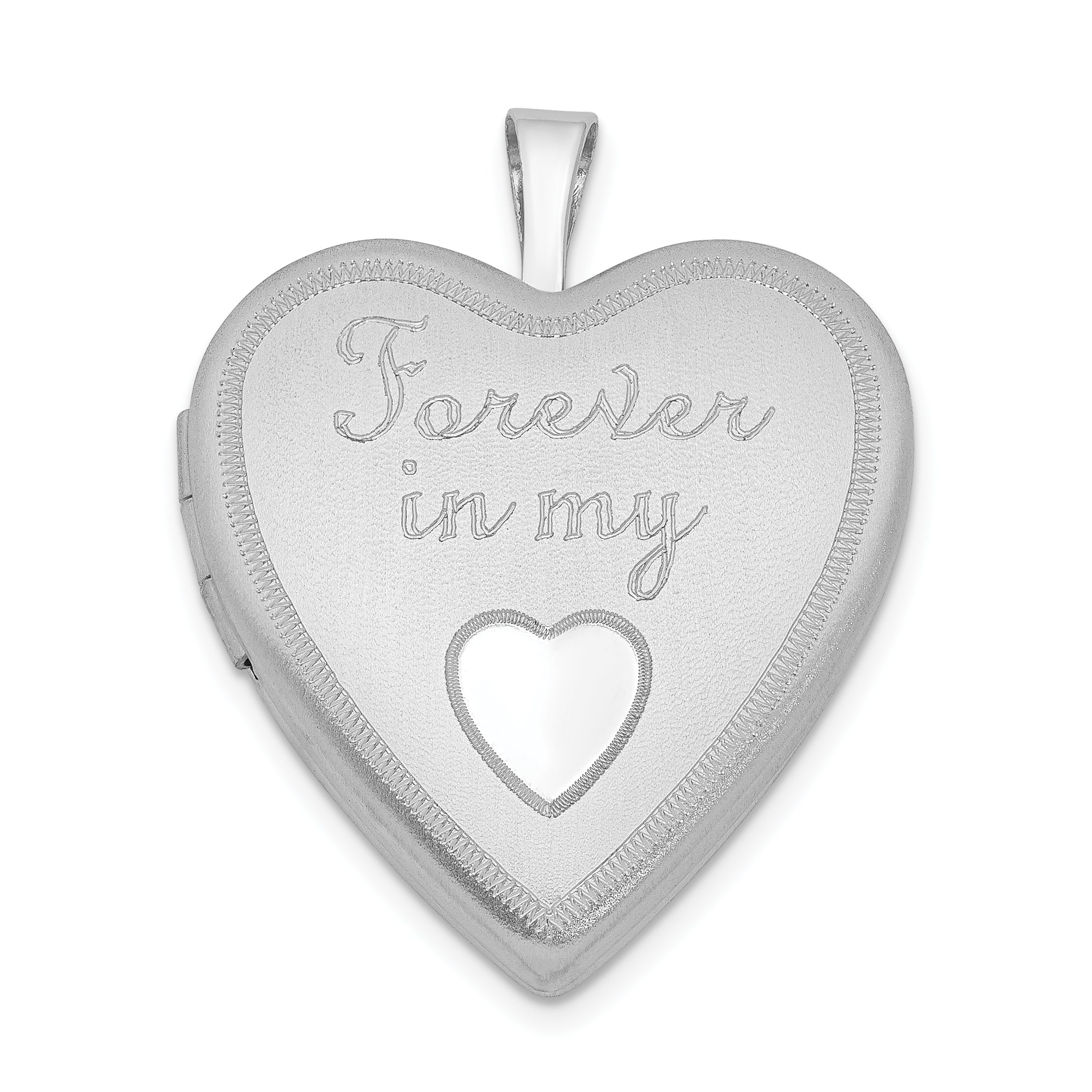 Sterling Silver Rhodium-plated 20mm Forever In My Heart Locket Main image