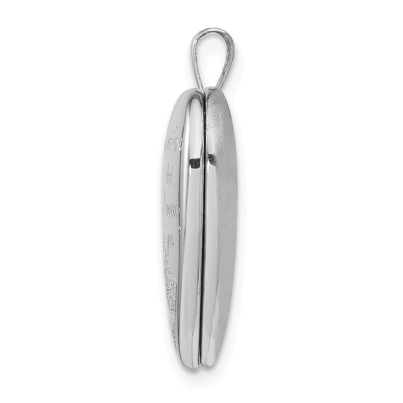 Sterling Silver Rhodium-plated 20mm Footprints Heart Locket Secondary image
