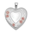 Sterling Silver Rhodium-plated 24mm Enameled Floral Border Heart Locket