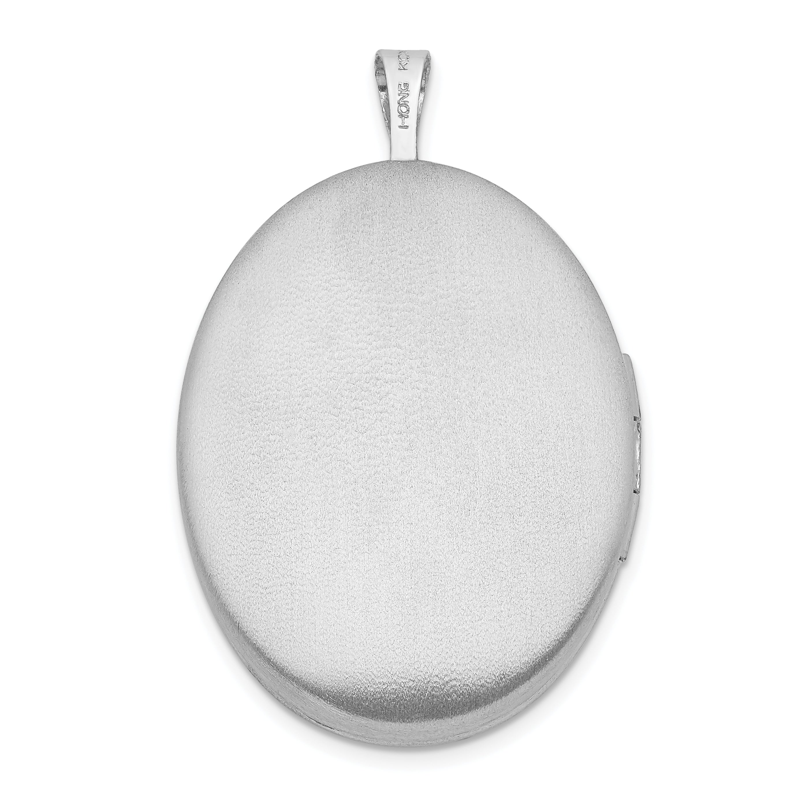 Sterling Silver Rhodium-plated 26mm Leaf Border Oval Locket
