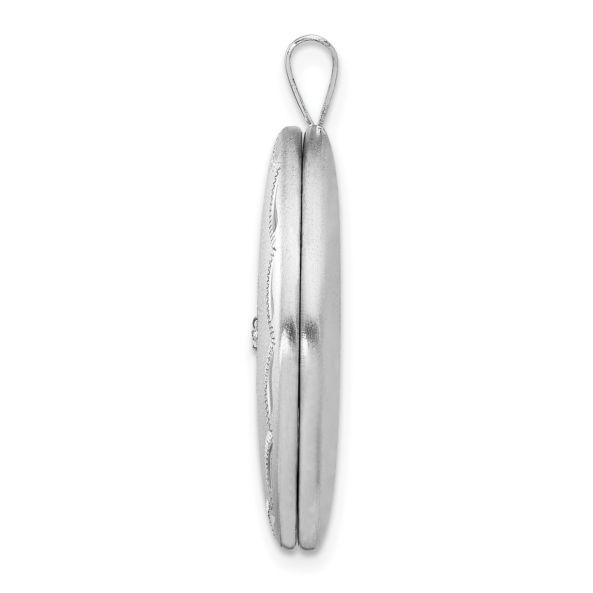 Sterling Silver Rhodium-plated Satin 26mm with Diamond Star Oval Locket Secondary image