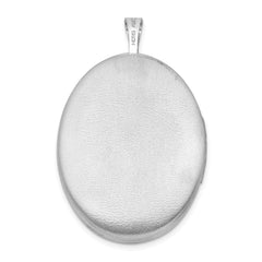 Sterling Silver Rhodium-plated Satin 26mm with Diamond Star Oval Locket