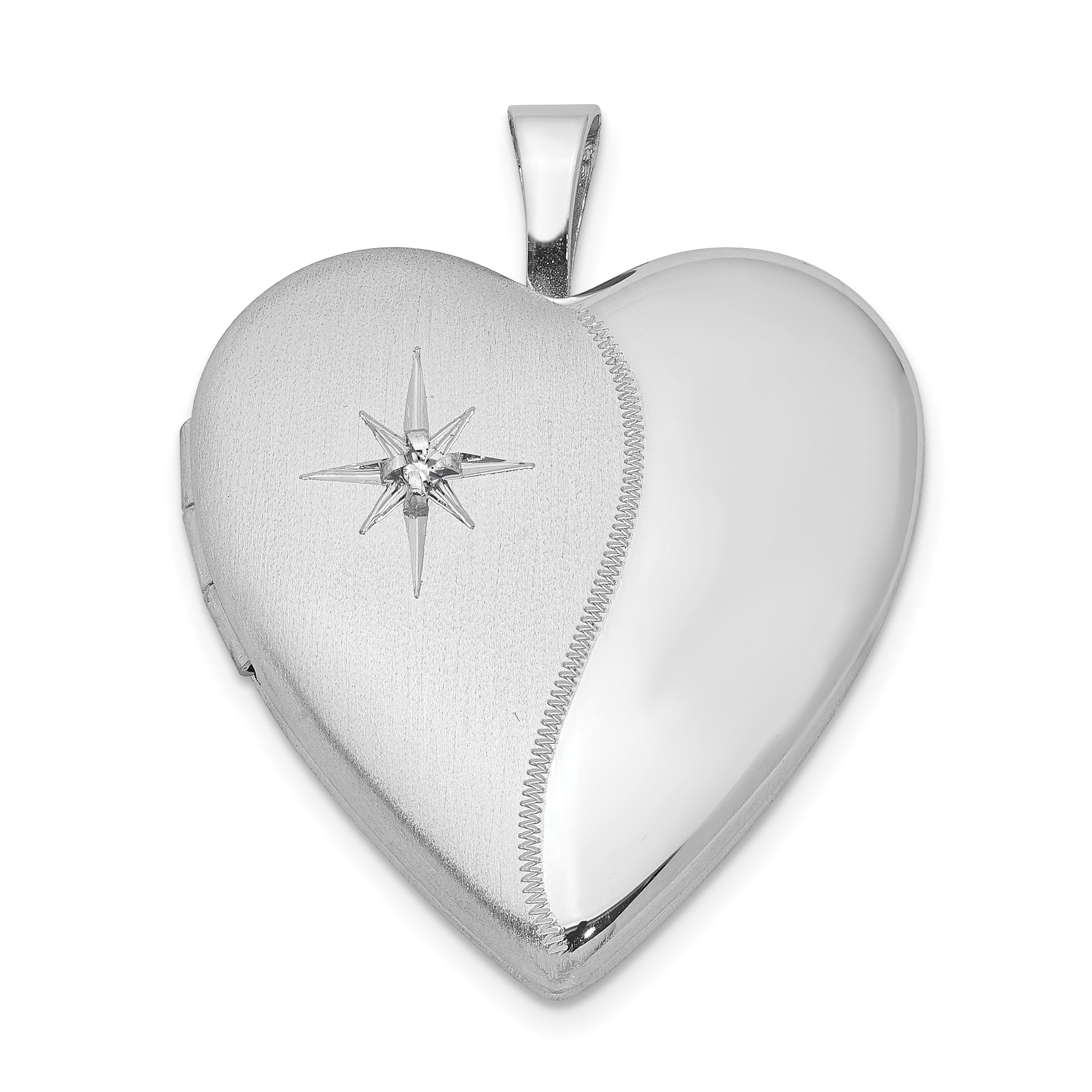 Sterling Silver Rhodium-plated 20mm with Diamond Star Heart Locket Main image