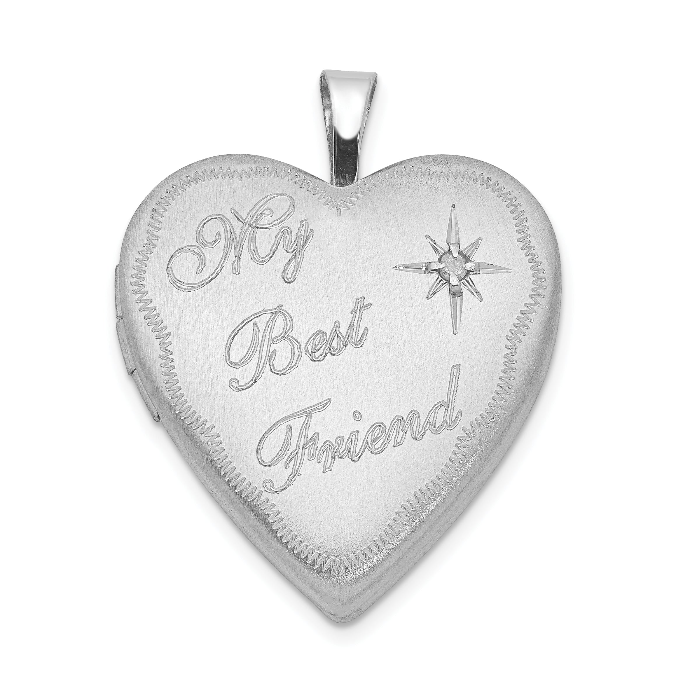 Sterling Silver Rhodium-plated 20mm Best Friend with Diamond Heart Locket Main image