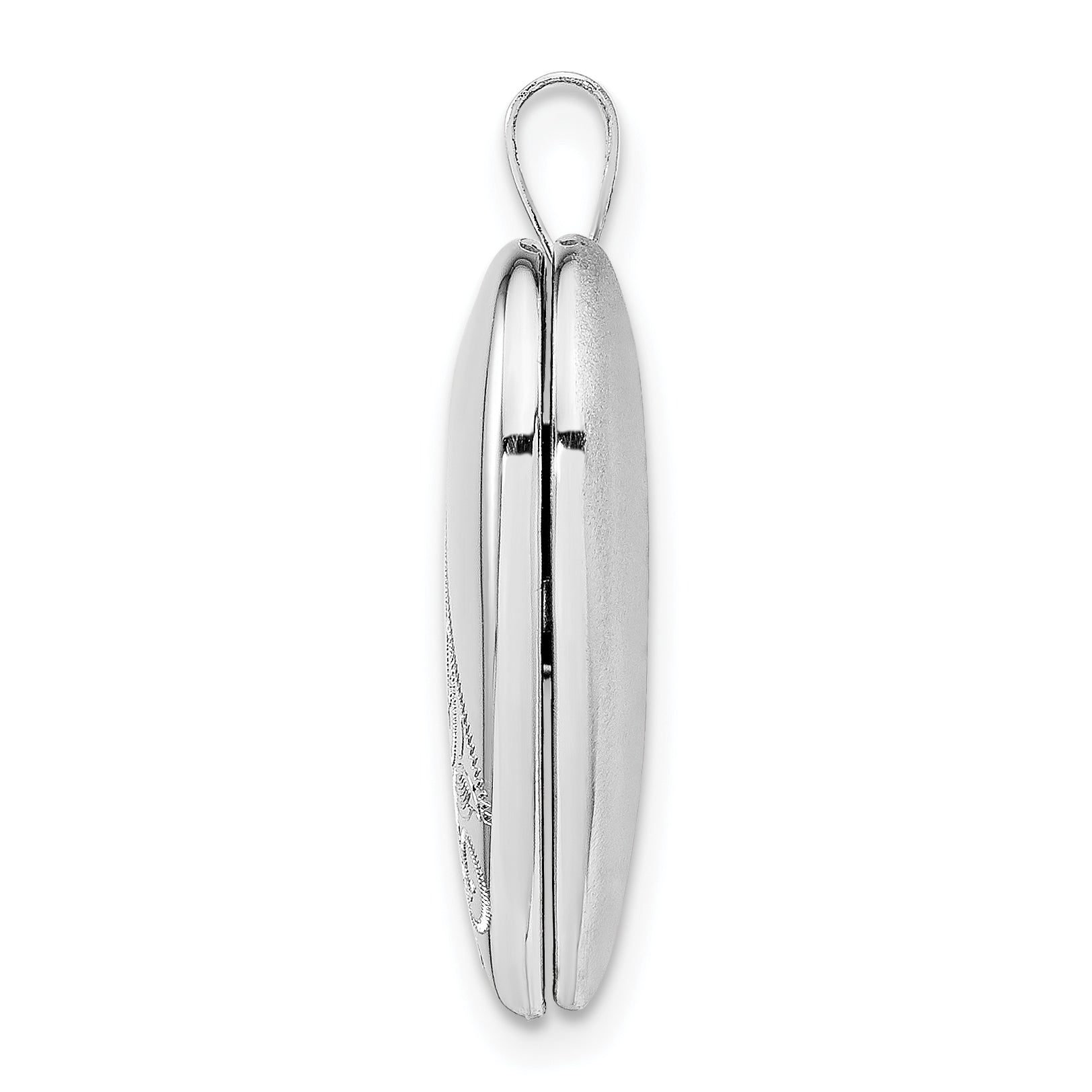 Sterling Silver Rhodium-plated 20mm Swirl & Polished Heart Locket Secondary image