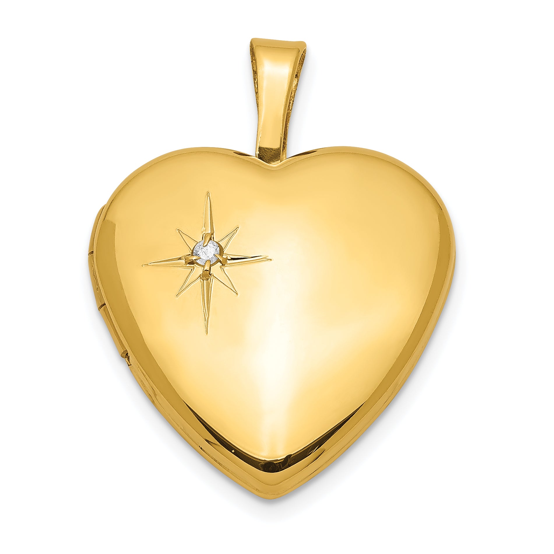 Sterling Silver Gold-plated & Diamond 16mm Heart Locket Main image