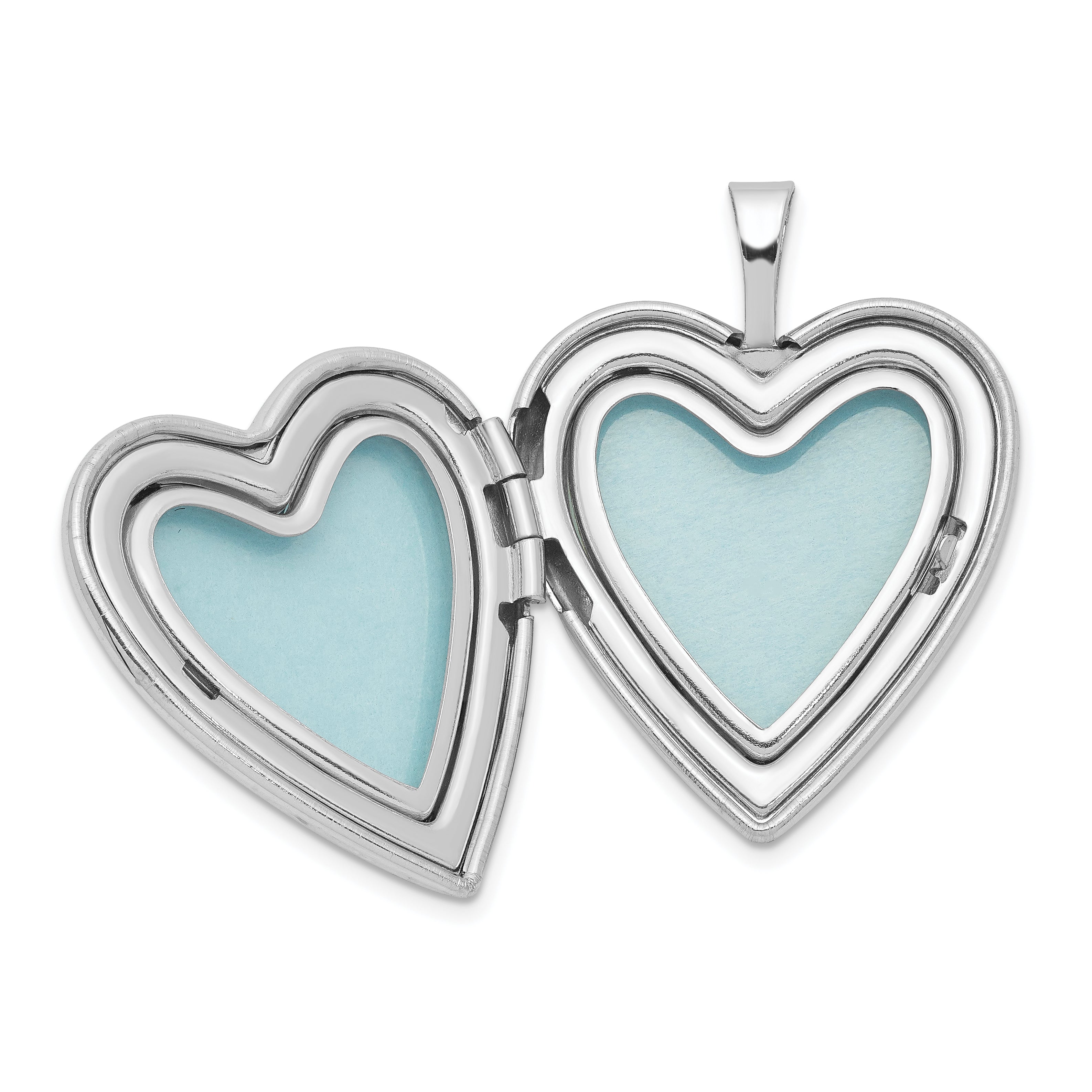 Sterling Silver Rhodium-plated 20mm Diamond Cut  Footprints Heart Locket