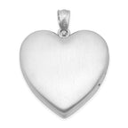 Sterling Silver Rhodium-plated 24mm Enameled Diamond Cut  Pink Ribbon Heart Locket