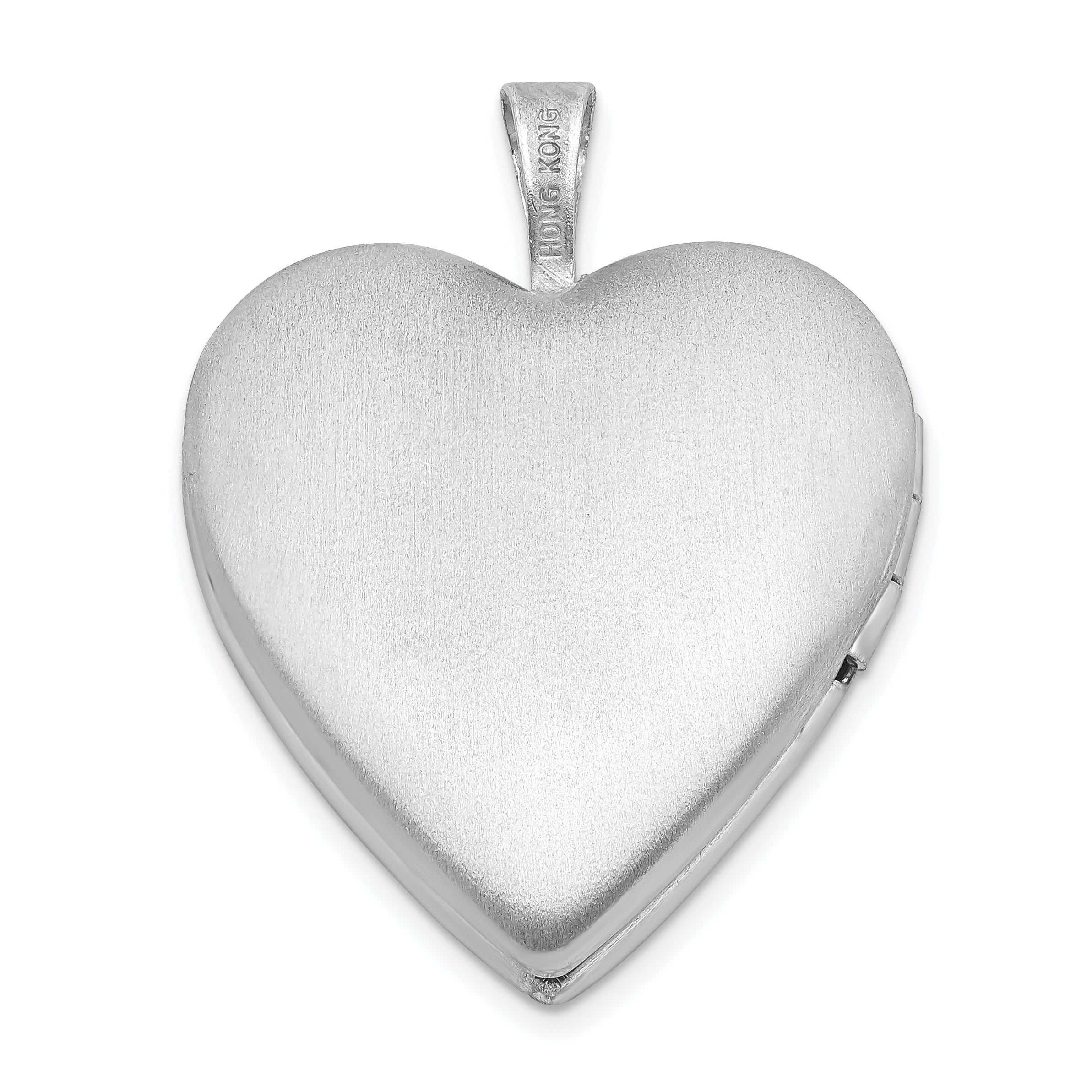 Sterling Silver Rhod-plated 20mm Satin/Polished D/C Butterfly Heart Locket