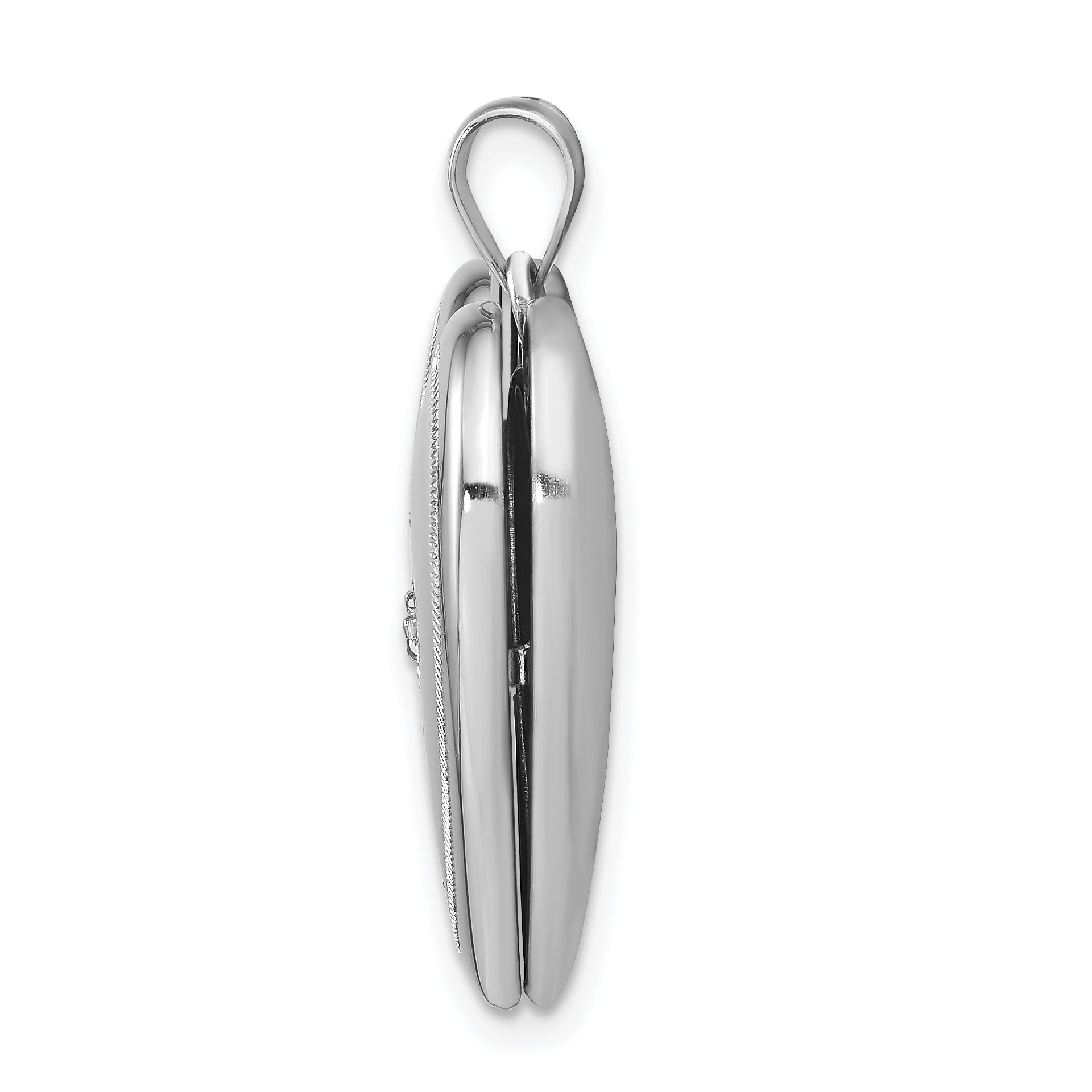 Sterling Silver Rhodium-plated & Diamond 24mm Diamond Cut  Heart Locket Secondary image