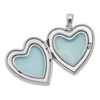 Sterling Silver Rhodium-plated & Diamond 24mm Diamond Cut  Heart Locket