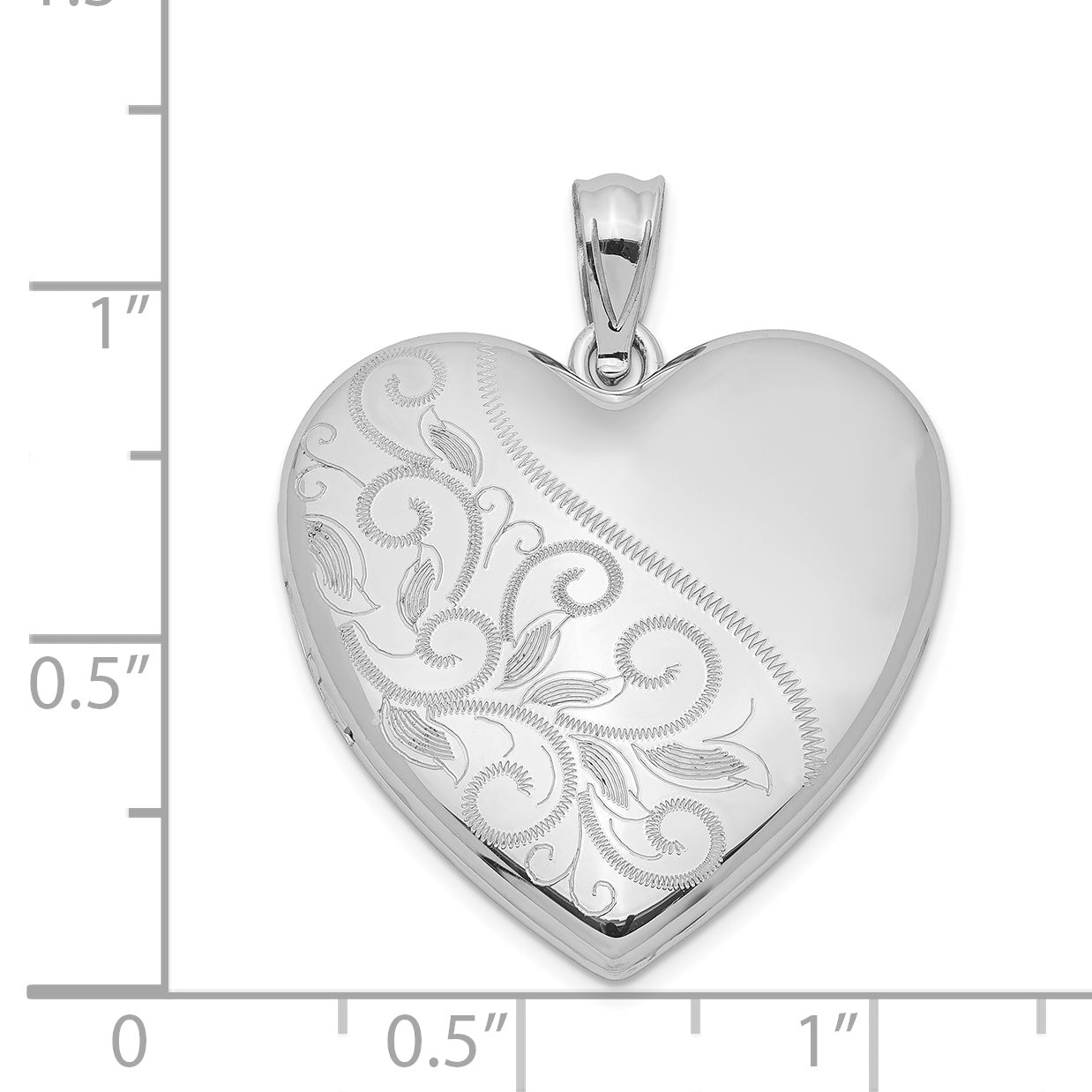 Sterling Silver Rhodium-plated 24mm Scrolled Heart Family Locket