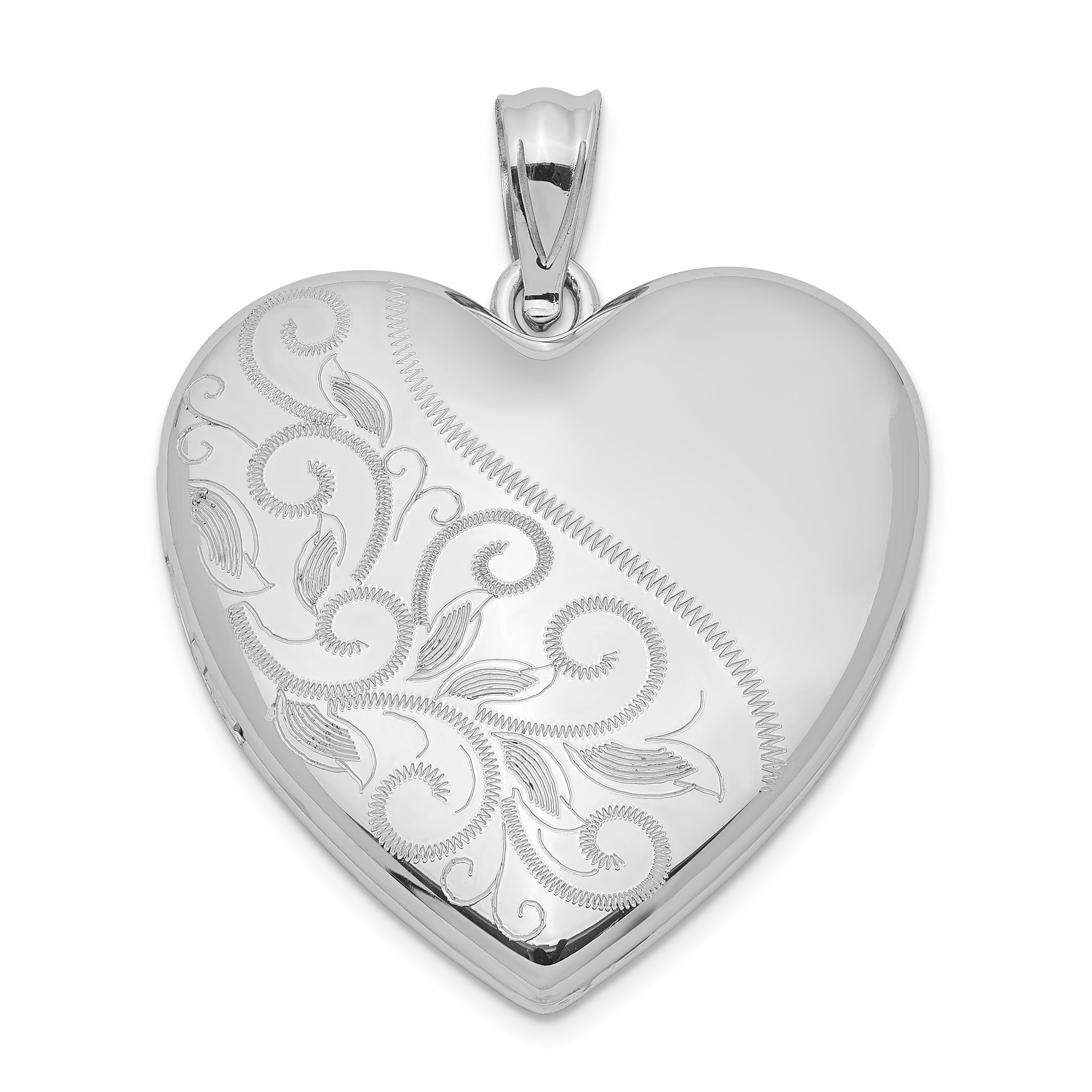 Sterling Silver Rhodium-plated 24mm Scrolled Heart Family Locket Main image