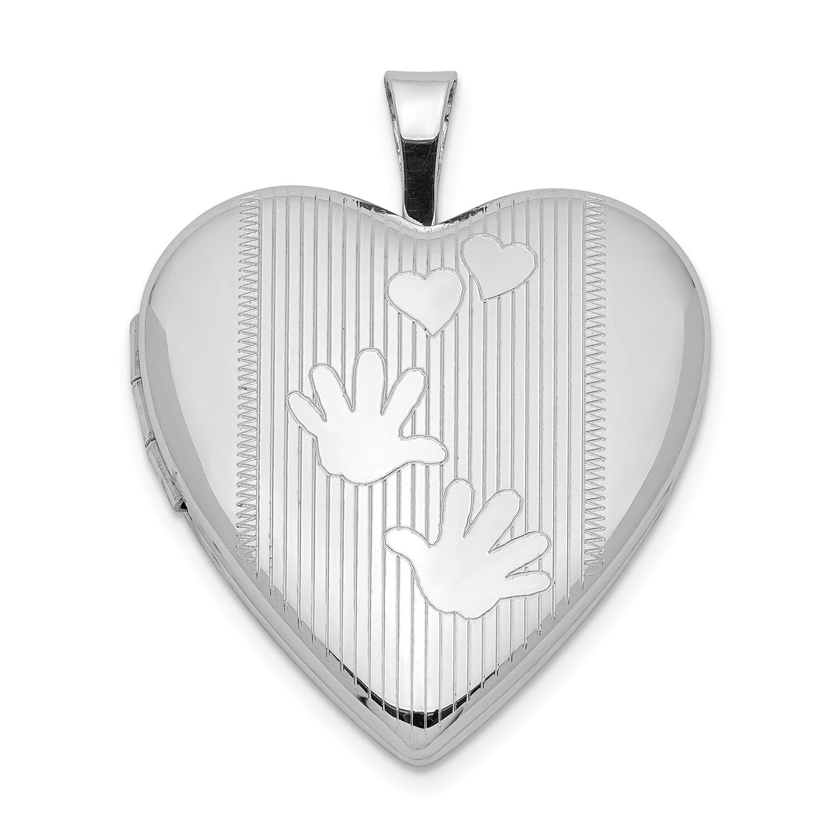 Hands Heart Locket in Sterling Silver, 25mm Satin & Textured - Sophia Jewelers Main image