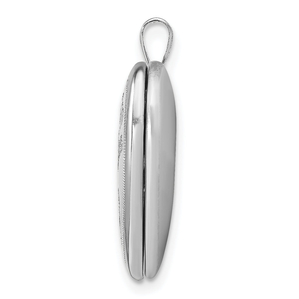 Sterling Silver Rhodium-plated 20mm Diamond Cut  Grandma Heart Locket