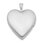 Sterling Silver Rhod-plated 20mm Satin, Enamel, Diamond Cut  Floral Heart Locket