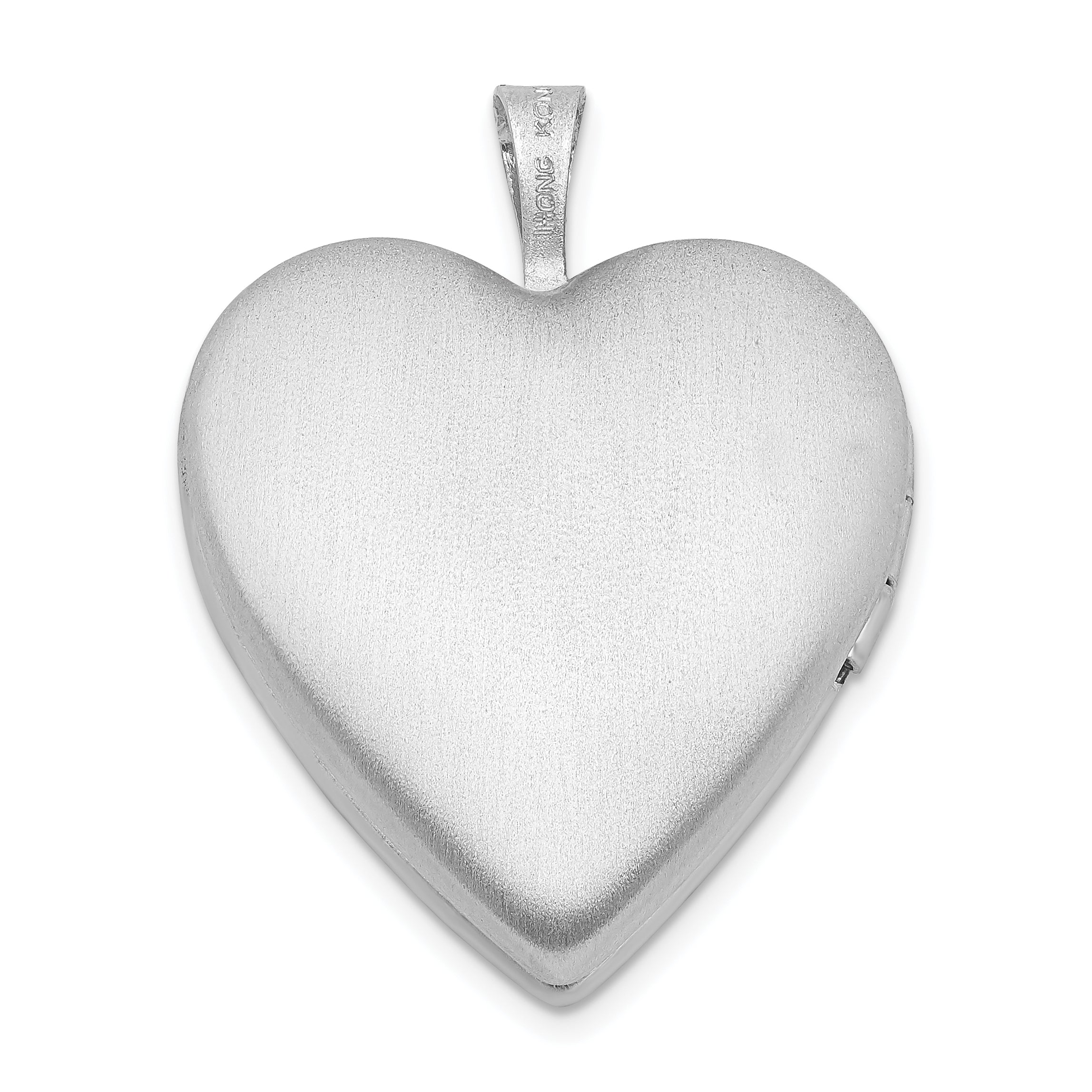 Sterling Silver Rhod-plated 20mm Satin, Enamel, Diamond Cut  Floral Heart Locket