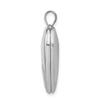 Sterling Silver Rhodium-plated 24mm Satin Enameled & Diamond Cut  Rose Locket