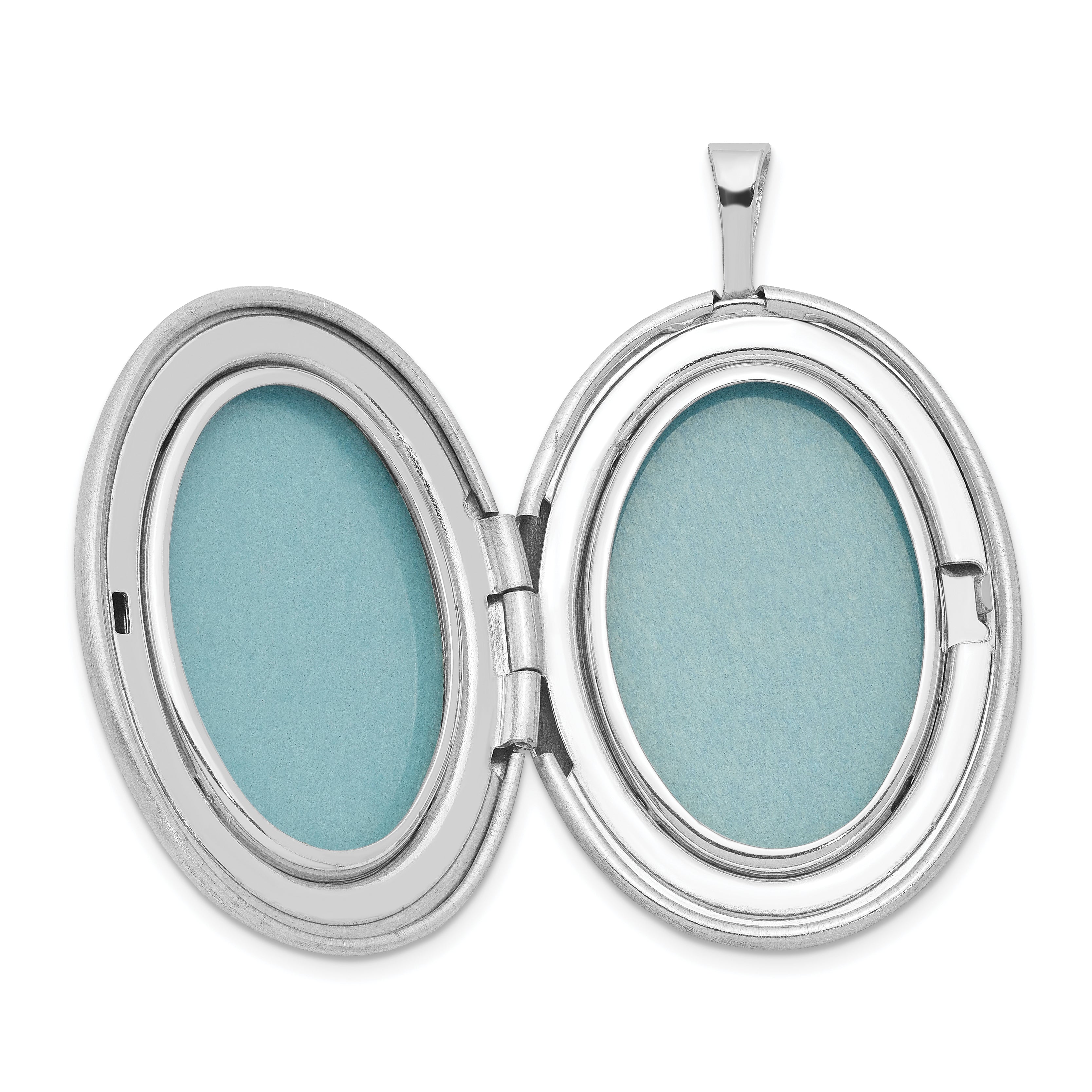 Sterling Silver Rhod-plated Satin Enamel & Diamond Cut  Floral & Heart Oval Locket