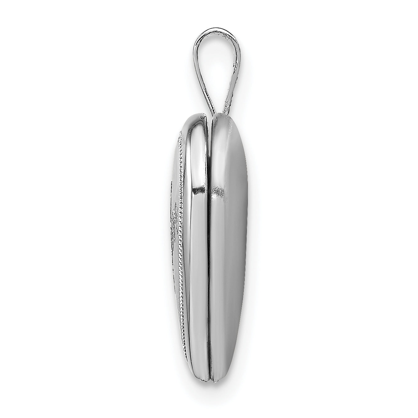 Sterling Silver Rhodium-plated 16mm Enameled & Diamond Cut  Love Heart Locket Secondary image