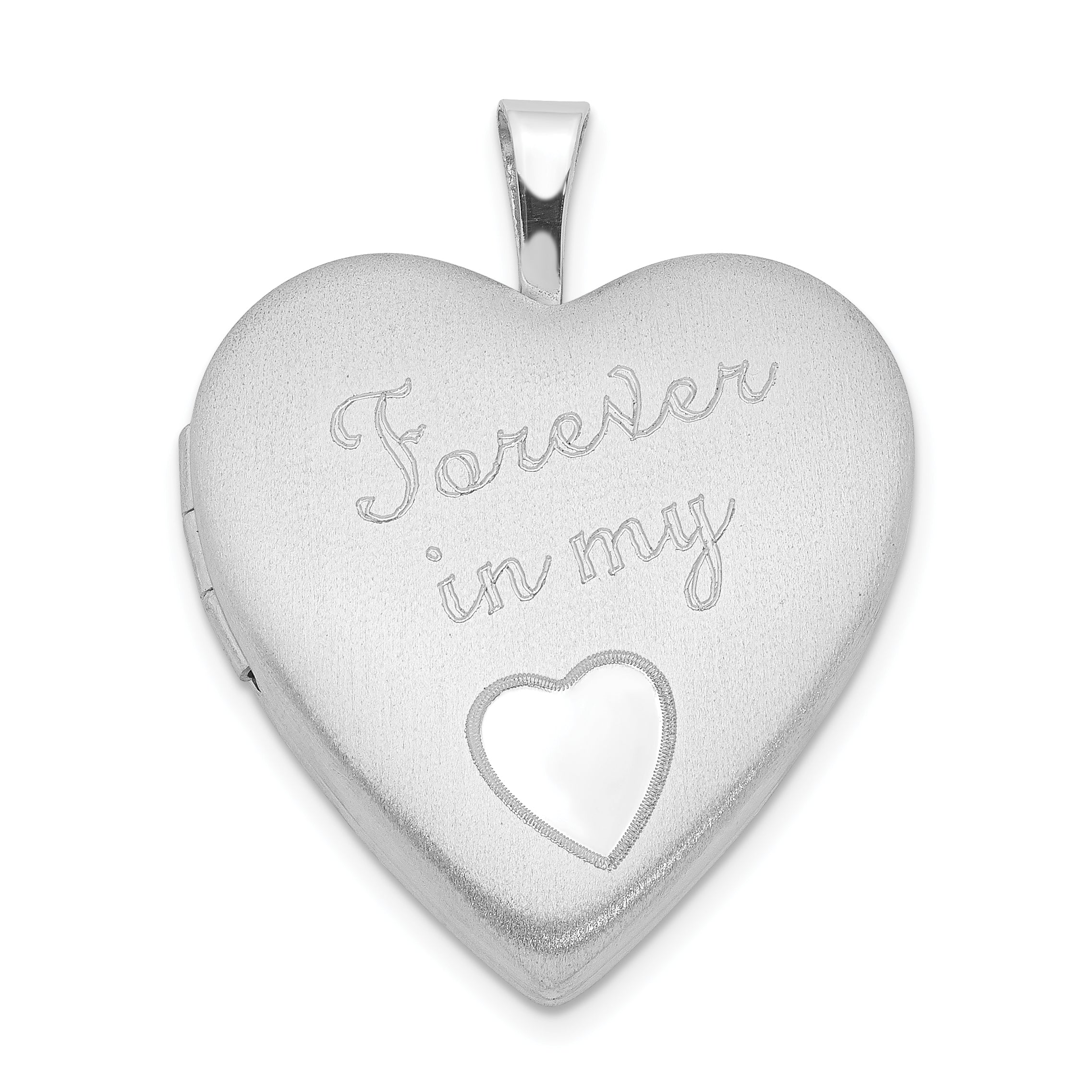 Sterling Silver Rhod-plated Polished/Satin 20mm Forever in my Heart Locket Main image