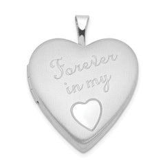 Sterling Silver Rhod-plated Polished/Satin 20mm Forever in my Heart Locket